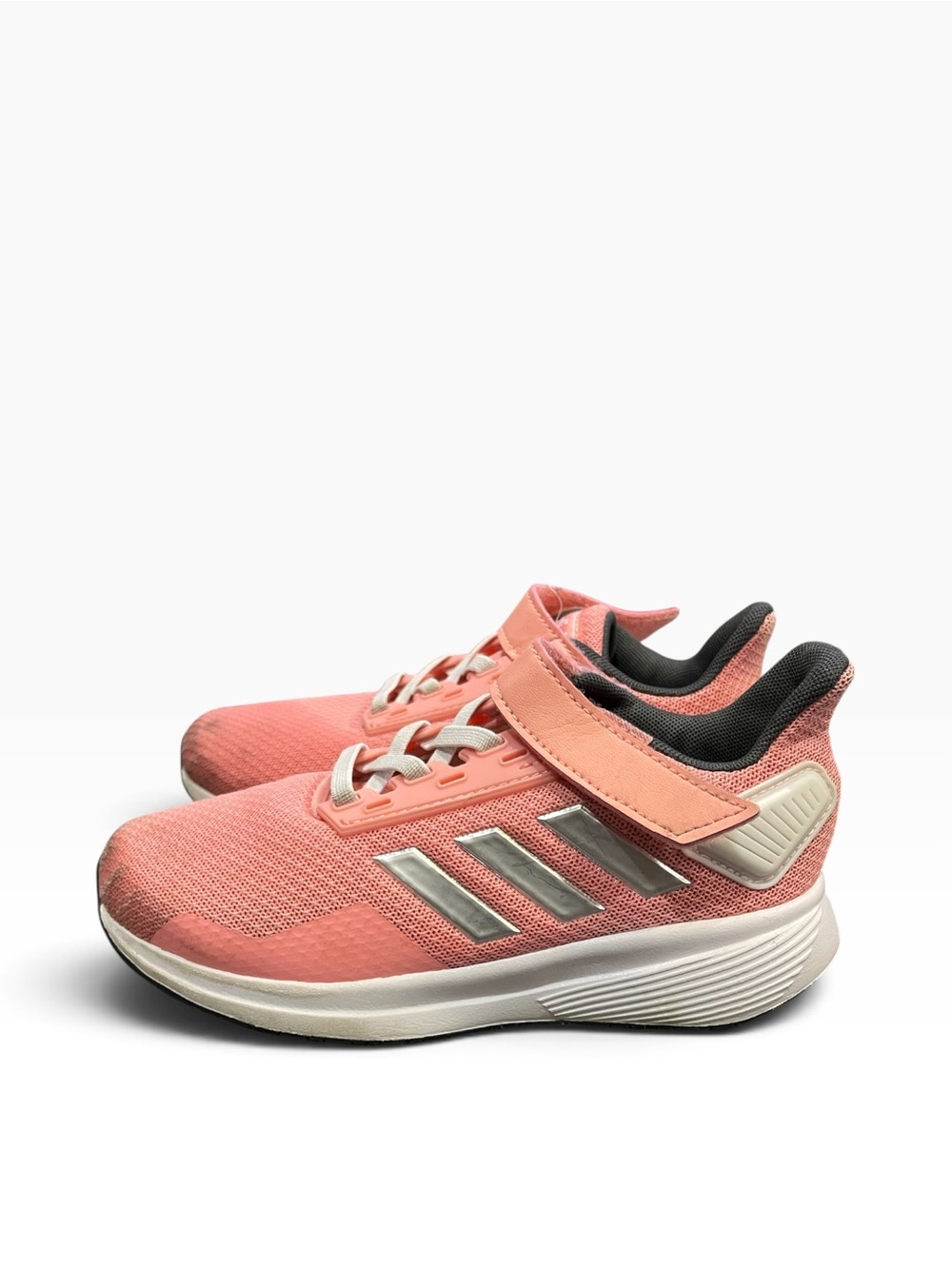 Adidas Girls Coral Pink Athletic Sneakers with Hook-and-Loop Strap Size 13 Kids